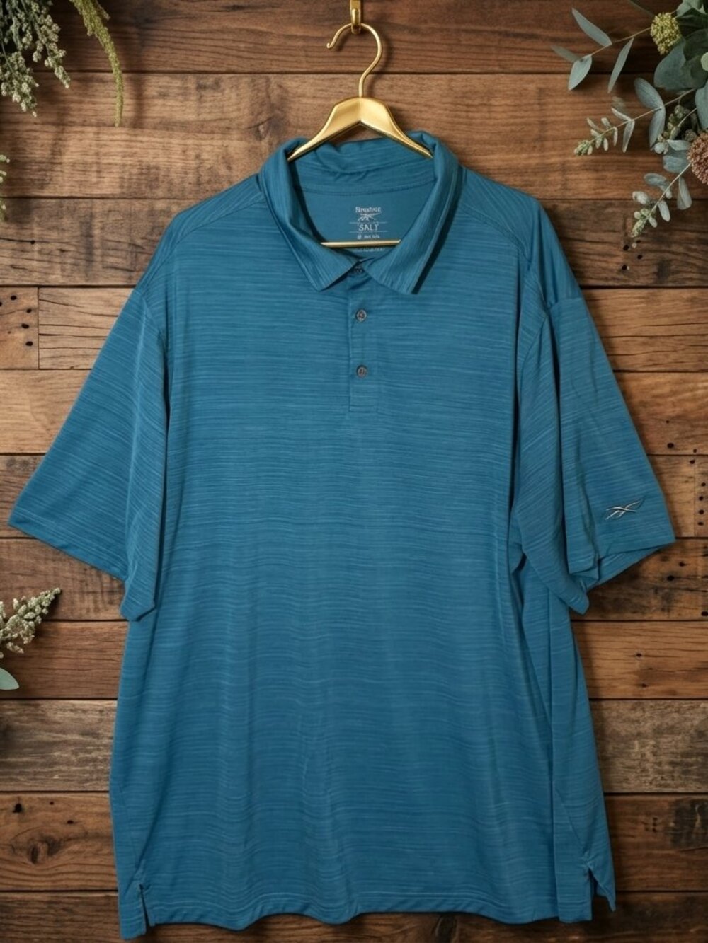 Reebok SPEEDWICK Men's Teal Golf Polo Shirt Size 3XLT Tall Stretch Athletic